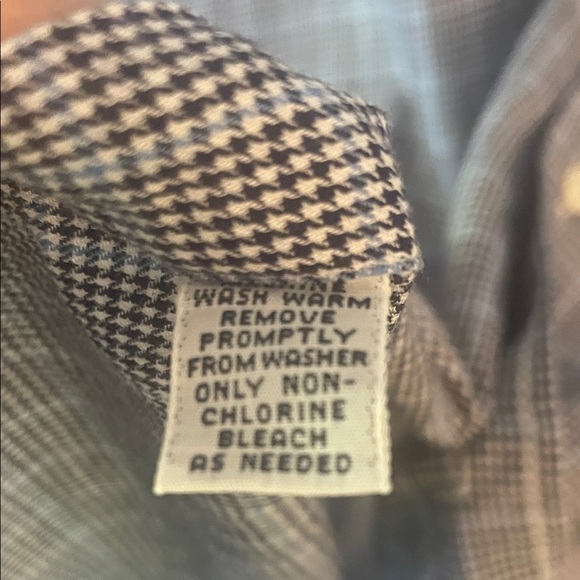 Ralph Lauren Yarmouth Mens 17/33 Navy & Blue Houndstooth Plaid 100% Cotton Woven - Picture 2 of 7